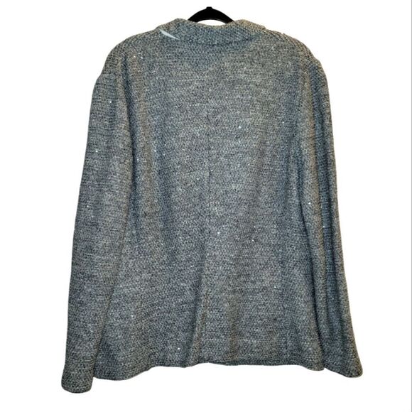 Amina Rubinacci Knit Sequin Button Blazer Jacket Size 48 Linen Blend Beautiful - Picture 4 of 8